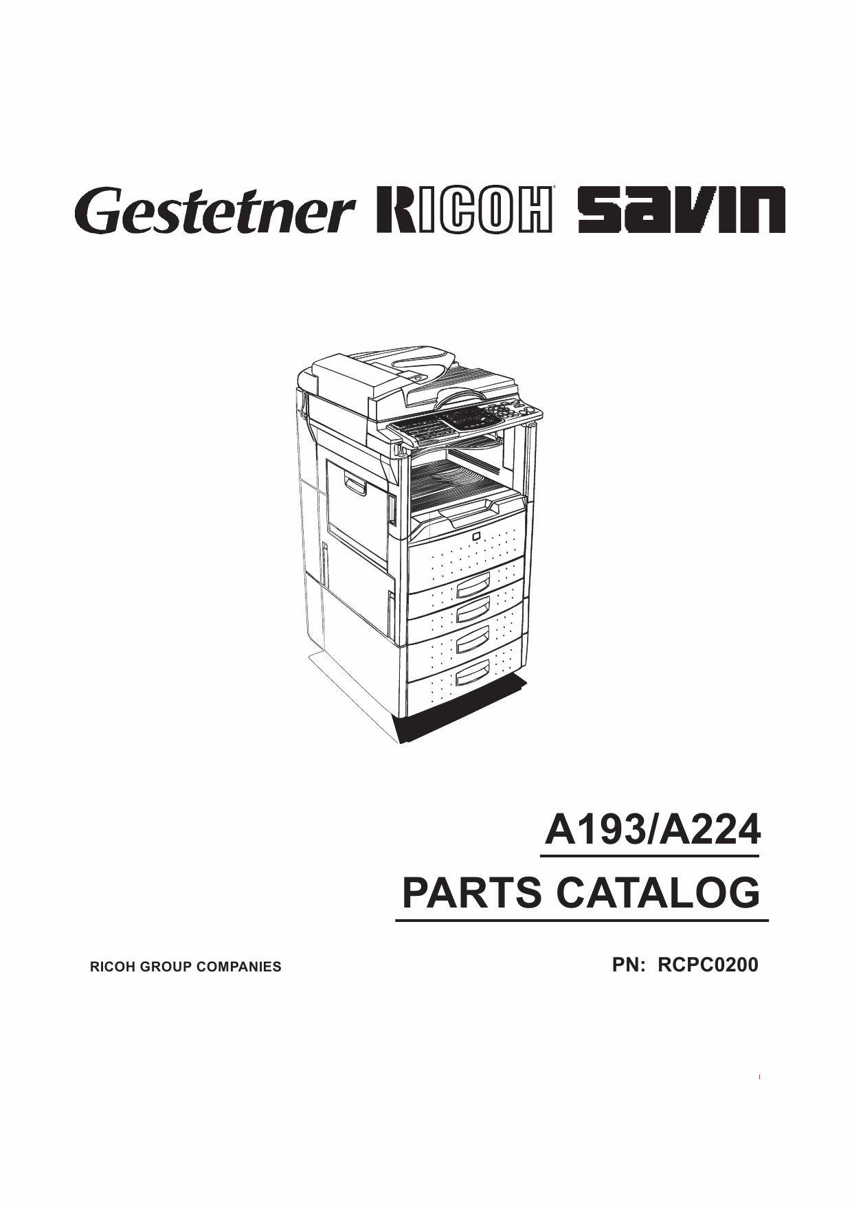 RICOH Aficio 200 250 A193 A224 Parts Catalog-1